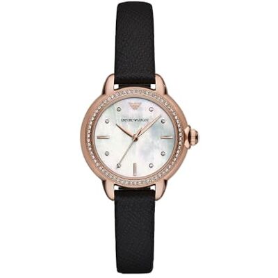 Giorgio Armani Watch for Women, 32mm Quarz-Dreizeigerwerk mit Lederarmband Giorgio Armani Watch for Women, 32mm Quarz-Dreizeigerwerk mit Lederarmband