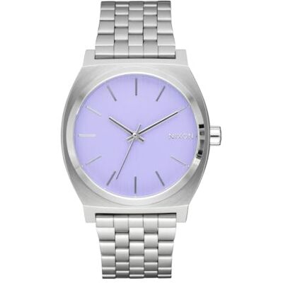 Nixon Time Teller Unisex Armbanduhr Silber, Edelstahlgehäuse Lavendelfarbenes Zifferblatt, Quarzwerk, Mineralglas, Faltschließe, 100 m wasserdicht, 37 mm Gehäuse Nixon Time Teller Unisex Armbanduhr Silber, Edelstahlgehäuse Lavendelfarbenes Zifferblatt, Quarzwerk, Mineralglas, Faltschließe, 100 m wasserdicht, 37 mm Gehäuse