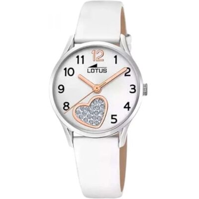 Lotus Mädchenuhr Analog aus Edelstahl und Leder Weiß Lotus Mädchenuhr Analog aus Edelstahl und Leder Weiß