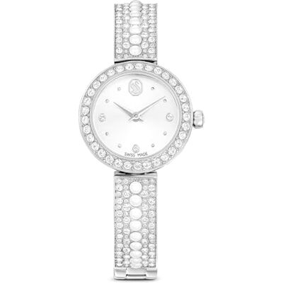 Swarovski Matrix Pearl Bangle Uhr, Schweizer Produktion, Kristallarmband, Weiß, Edelstahl Swarovski Matrix Pearl Bangle Uhr, Schweizer Produktion, Kristallarmband, Weiß, Edelstahl