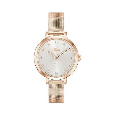Lacoste Uhr mit DREI-Zeiger-Quarzwerk für Damen Kollektion RIGA mit Rotgoldfarbenes Edelstahl-Mesh-Gliederarmband 2001400 Lacoste Uhr mit DREI-Zeiger-Quarzwerk für Damen Kollektion RIGA mit Rotgoldfarbenes Edelstahl-Mesh-Gliederarmband 2001400