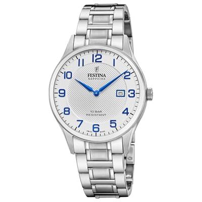 Festina Swiss Made Herrenuhr Analog aus Edelstahl 316l Silberfarben Festina Swiss Made Herrenuhr Analog aus Edelstahl 316l Silberfarben