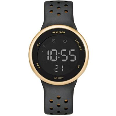 Armitron Sport Unisex Digital Chronograph Silicone Strap Watch, 40/8423 Black/Gold Armitron Sport Unisex Digital Chronograph Silicone Strap Watch, 40/8423 Black/Gold