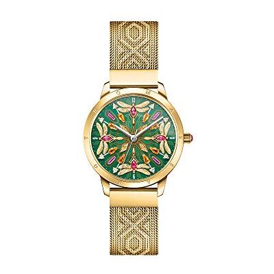 THOMAS SABO Damen Uhr Kaleidoskop Libelle Edelstahl Gold Grün mit bunten Zirkonia 33mm, Wasserdichtigkeit: 5bar, WA0369-264-211-33 mm THOMAS SABO Damen Uhr Kaleidoskop Libelle Edelstahl Gold Grün mit bunten Zirkonia 33mm, Wasserdichtigkeit: 5bar, WA0369-264-211-33 mm