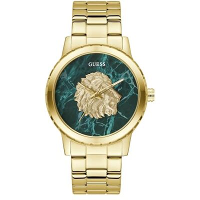Guess Herren Armbanduhr Monarch, goldfarbenes Edelstahlarmband, Mineral Glas, grünes Ziffernblatt, 3 Bar, Gehäusedurchmesser: 44 mm, GW0958G2 Guess Herren Armbanduhr Monarch, goldfarbenes Edelstahlarmband, Mineral Glas, grünes Ziffernblatt, 3 Bar, Gehäusedurchmesser: 44 mm, GW0958G2