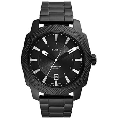 Fossil Machine Uhr für Herren, Quarzwerk mit Edelstahl- oder Lederarmband, Schwarz und Weiß, 49MM Fossil Machine Uhr für Herren, Quarzwerk mit Edelstahl- oder Lederarmband, Schwarz und Weiß, 49MM