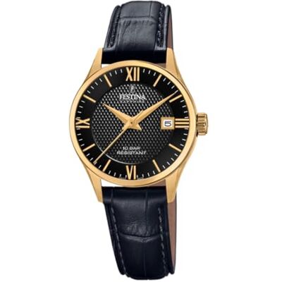 Festina Swiss Made Damenuhr Analog aus Leder Schwarz Festina Swiss Made Damenuhr Analog aus Leder Schwarz