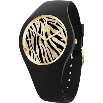 ICE-WATCH Ice Watch Damen Analog Armbanduhr Ice wild Black Gold Zebra ICE-WATCH Ice Watch Damen Analog Armbanduhr Ice wild Black Gold Zebra