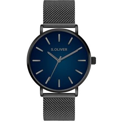 S. Oliver Herrenuhr 40 mm analoge Armbanduhr mit Quarzwerk Mesh- und Lederband flaches Gehäuse 3 Zeiger hoher 3 ATM wasserdicht Kratzfest S. Oliver Herrenuhr 40 mm analoge Armbanduhr mit Quarzwerk Mesh- und Lederband flaches Gehäuse 3 Zeiger hoher 3 ATM wasserdicht Kratzfest