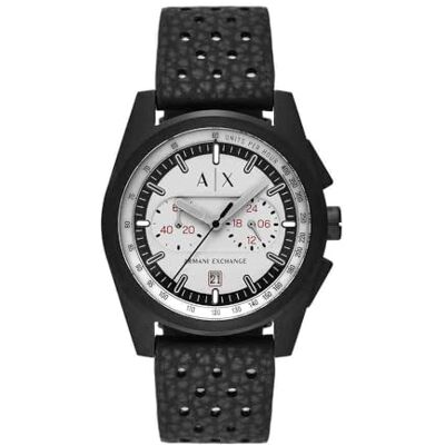 Armani Exchange Herrenuhr, Quarz-Chronographenwerk und 42 mm Gehäusegröße mit Silikonarmband Armani Exchange Herrenuhr, Quarz-Chronographenwerk und 42 mm Gehäusegröße mit Silikonarmband