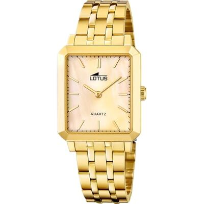 Lotus Damen Uhr Analog Edelstahl 316L Gold Quarzwerk Mineralglas hochresistent 5 ATM wasserdicht 18982/2 Square Series Lotus Damen Uhr Analog Edelstahl 316L Gold Quarzwerk Mineralglas hochresistent 5 ATM wasserdicht 18982/2 Square Series