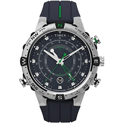 Timex TW2V22100 Expedition Tide-Temp-Compass Herren-Armbanduhr, 45 mm, blaues Silikonarmband und blaues Zifferblatt Timex TW2V22100 Expedition Tide-Temp-Compass Herren-Armbanduhr, 45 mm, blaues Silikonarmband und blaues Zifferblatt