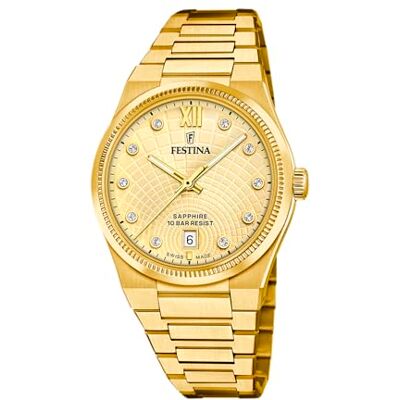 Festina Swiss Made Damenuhr Analog aus Edelstahl 316l Goldfarben Festina Swiss Made Damenuhr Analog aus Edelstahl 316l Goldfarben