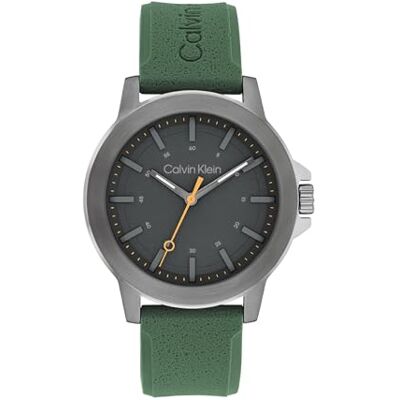 Calvin Uhr mit DREI-Zeiger-Quarzwerk für Herren Kollektion CK Reset mit Grünes Silikonarmband 25200472 Calvin Uhr mit DREI-Zeiger-Quarzwerk für Herren Kollektion CK Reset mit Grünes Silikonarmband 25200472