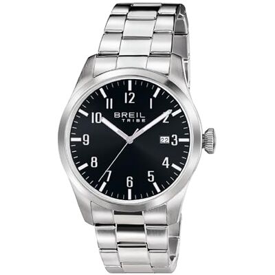 Breil Uhr Herren Classic Elegance Ziffernblatt SCHWARZ Bewegung NUR Zeit Quartz e Bracelet Stahl Silber EW0232 Breil Uhr Herren Classic Elegance Ziffernblatt SCHWARZ Bewegung NUR Zeit Quartz e Bracelet Stahl Silber EW0232