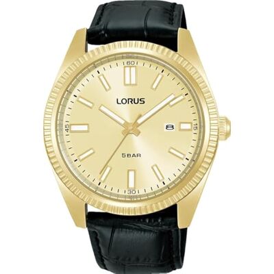 Lorus Herren Analog Quarz Uhr mit Edelstahl Armband,Schwarz/Gold Lorus Herren Analog Quarz Uhr mit Edelstahl Armband,Schwarz/Gold