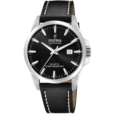 Festina Swiss Made Herrenuhr Analog aus Leder Schwarz Festina Swiss Made Herrenuhr Analog aus Leder Schwarz