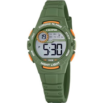 Calypso Kinderuhr Digital Kautschuk Grün Wasserdicht 10 ATM Datum & Kalender Chronograph Doppelte Zeitzone Licht Alarm 12/24h Junior Collection K5852/4 Calypso Kinderuhr Digital Kautschuk Grün Wasserdicht 10 ATM Datum & Kalender Chronograph Doppelte Zeitzone Licht Alarm 12/24h Junior Collection K5852/4