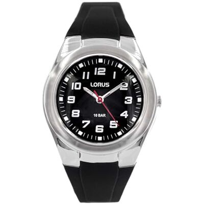 Lorus Unisex Analog Quarz Uhr mit Silikon Armband RRX75GX9, Schwarz Lorus Unisex Analog Quarz Uhr mit Silikon Armband RRX75GX9, Schwarz