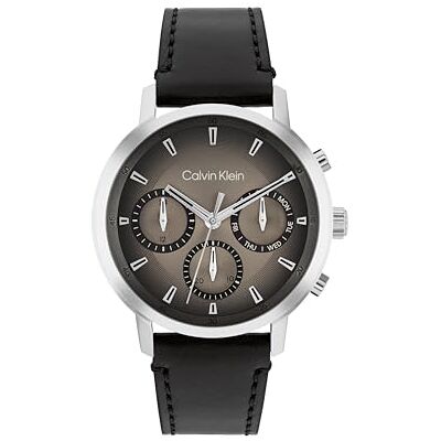 Calvin Multi Zifferblatt Quarz Uhr für Herren Kollektion Gauge mit Schwarzes Lederarmband 25200496 Calvin Multi Zifferblatt Quarz Uhr für Herren Kollektion Gauge mit Schwarzes Lederarmband 25200496