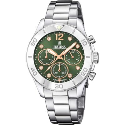 Festina Damen Uhr Analog Edelstahl 316L Silber Quarz Chronograph Mineralglas hochresistent 10 ATM wasserdicht F20603/5 Boyfriend Collection Festina Damen Uhr Analog Edelstahl 316L Silber Quarz Chronograph Mineralglas hochresistent 10 ATM wasserdicht F20603/5 Boyfriend Collection