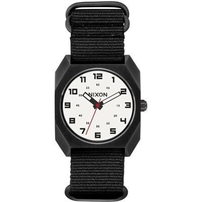 Nixon Scout Armbanduhr für Herren in der Farbe Schwarz mit Armband aus Nylon, Wasserdichtigkeit: 10 bar, Gehäusedurchmesser: 42 mm, A1409-004-00 Nixon Scout Armbanduhr für Herren in der Farbe Schwarz mit Armband aus Nylon, Wasserdichtigkeit: 10 bar, Gehäusedurchmesser: 42 mm, A1409-004-00