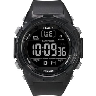 Timex Sport Herren-Armbanduhr, 50 mm, schwarzes Kunstharzarmband, digitales Zifferblatt, schwarzes Gehäuse TW5M62000 Timex Sport Herren-Armbanduhr, 50 mm, schwarzes Kunstharzarmband, digitales Zifferblatt, schwarzes Gehäuse TW5M62000