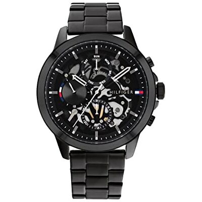 Tommy Hilfiger Multi Zifferblatt Quarz Uhr für Herren mit Schwarzes Edelstahlarmband 1710478 Tommy Hilfiger Multi Zifferblatt Quarz Uhr für Herren mit Schwarzes Edelstahlarmband 1710478