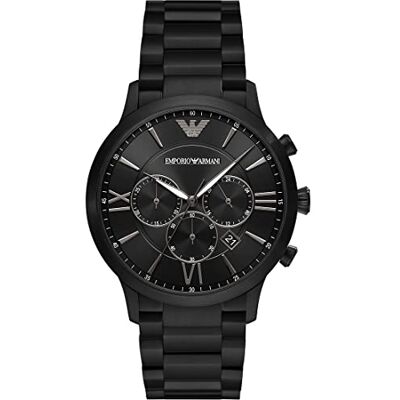 Giorgio Armani Herren-Chronograph, Edelstahluhr, 43 mm Gehäusegröße Giorgio Armani Herren-Chronograph, Edelstahluhr, 43 mm Gehäusegröße