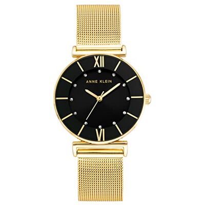 Anne Klein Women's Glitter Accented Mesh Bracelet Watch Gold/Black Anne Klein Women's Glitter Accented Mesh Bracelet Watch Gold/Black