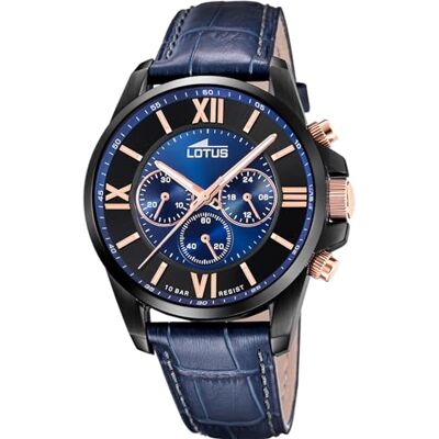 Lotus Herrenuhr Analog aus Leder Blau Quarzwerk, Chronograph, Widerstandsfähiges Mineralglas, Wasserdicht 10 ATM Elegant 18881/2 Lotus Herrenuhr Analog aus Leder Blau Quarzwerk, Chronograph, Widerstandsfähiges Mineralglas, Wasserdicht 10 ATM Elegant 18881/2