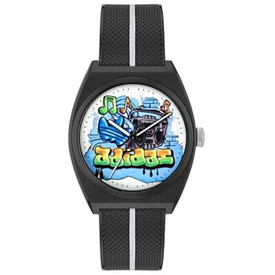 Adidas Project Two Unisex Armbanduhr, Quarz Analog, Kunststoff, 38 mm, Kunststoffarmband, Schwarz, 5 bar, Zifferblattfarbe: Mehrfarbig, AOST25041 Adidas Project Two Unisex Armbanduhr, Quarz Analog, Kunststoff, 38 mm, Kunststoffarmband, Schwarz, 5 bar, Zifferblattfarbe: Mehrfarbig, AOST25041