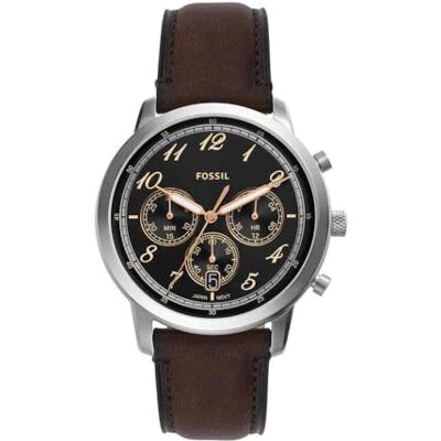 Fossil Neutra uhr für Herren, Chronographenwerk mit Edelstahl- oder Lederarmband, Hellbraun und Braun, 44MM Fossil Neutra uhr für Herren, Chronographenwerk mit Edelstahl- oder Lederarmband, Hellbraun und Braun, 44MM