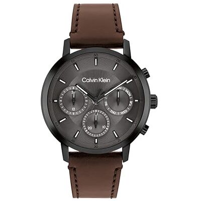 Calvin Multi Zifferblatt Quarz Uhr für Herren Kollektion Gauge mit Braunes Lederarmband 25200498 Calvin Multi Zifferblatt Quarz Uhr für Herren Kollektion Gauge mit Braunes Lederarmband 25200498