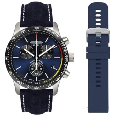 Zeppelin Night Cruise Herren Uhr analog Quarzwerk mit Leder Armband 7288-3 Set Zeppelin Night Cruise Herren Uhr analog Quarzwerk mit Leder Armband 7288-3 Set