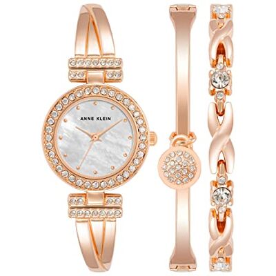 Anne Klein Women's Premium Crystal Accented Bangle Watch and Bracelet Set Anne Klein Women's Premium Crystal Accented Bangle Watch and Bracelet Set