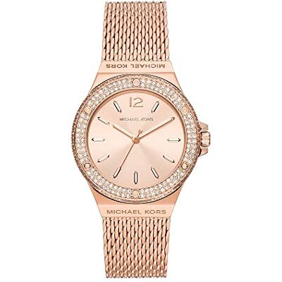Michael Kors Lennox Watch für Damen, roségoldenes Quarz-Dreizeigerwerk mit Edelstahlarmband Michael Kors Lennox Watch für Damen, roségoldenes Quarz-Dreizeigerwerk mit Edelstahlarmband