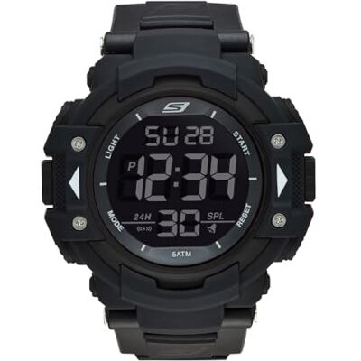 Skechers Herrenuhr Keats, Digitales Uhrwerk, 55mm Schwarzes Polykarbonatgehäuse mit Nylonarmband, SR1037 Skechers Herrenuhr Keats, Digitales Uhrwerk, 55mm Schwarzes Polykarbonatgehäuse mit Nylonarmband, SR1037