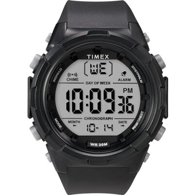 Timex Sport Herren-Armbanduhr, 50 mm, schwarzes Kunstharzarmband, digitales Zifferblatt, schwarzes Gehäuse TW5M61900 Timex Sport Herren-Armbanduhr, 50 mm, schwarzes Kunstharzarmband, digitales Zifferblatt, schwarzes Gehäuse TW5M61900