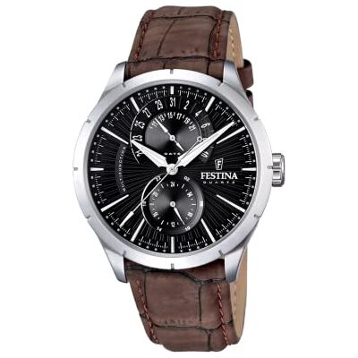Festina Herren Uhr Analog mit Braunem Lederarmband Quarzwerk Mineralglas mit hoher Widerstandsfähigkeit Wasserdicht bis 5 ATM Elegant und Klassisch Multifunktion F16573/4 Festina Herren Uhr Analog mit Braunem Lederarmband Quarzwerk Mineralglas mit hoher Widerstandsfähigkeit Wasserdicht bis 5 ATM Elegant und Klassisch Multifunktion F16573/4