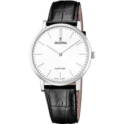 Festina Swiss Made Herrenuhr Analog aus Leder Schwarz Festina Swiss Made Herrenuhr Analog aus Leder Schwarz