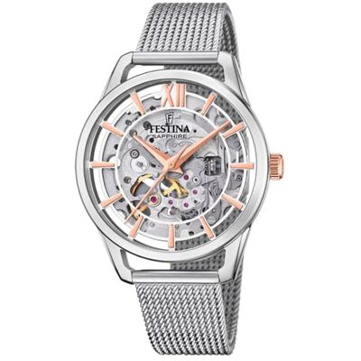 Festina Uhr Automatik Damen aus Edelstahl 316l Silberfarben Festina Uhr Automatik Damen aus Edelstahl 316l Silberfarben