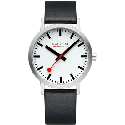 Mondaine Unisex Armbanduhr Classic in der Farbe Schwarz mit Lederarmband, Gehäusedurchmesser: 40 mm, A660.30360.16SBBV Mondaine Unisex Armbanduhr Classic in der Farbe Schwarz mit Lederarmband, Gehäusedurchmesser: 40 mm, A660.30360.16SBBV