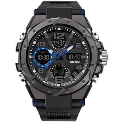 RORIOS Sportuhren für Herren, Digitale Uhr, wasserdicht, mit Alarmtimer, multifunktional, leuchtende Armbanduhren für Jungen, Herren, elektronische Uhren für Männer, Blau B, Riemen RORIOS Sportuhren für Herren, Digitale Uhr, wasserdicht, mit Alarmtimer, multifunktional, leuchtende Armbanduhren für Jungen, Herren, elektronische Uhren für Männer, Blau B, Riemen