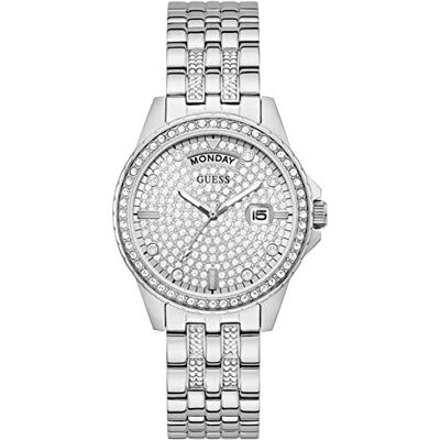 Guess Lady Comet Damen Armbanduhr, Edelstahl, 38 mm, Edelstahlarmband, Silber, 3 bar, Zifferblatt: Silber, Datumsanzeige, GW0254L1 SP Guess Lady Comet Damen Armbanduhr, Edelstahl, 38 mm, Edelstahlarmband, Silber, 3 bar, Zifferblatt: Silber, Datumsanzeige, GW0254L1 SP