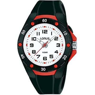 Lorus Unisex Kinder Analog Quarz Uhr mit Edelstahl Armband R2377NX9, Rot Lorus Unisex Kinder Analog Quarz Uhr mit Edelstahl Armband R2377NX9, Rot