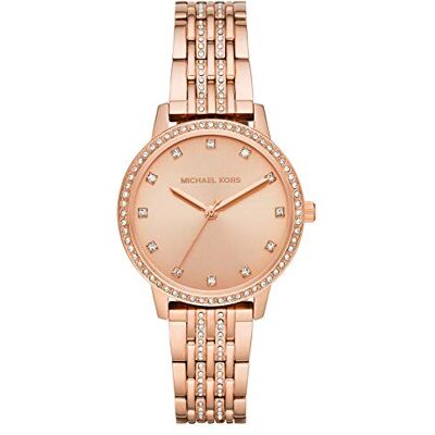 Michael Kors Melissa Uhr für Frauen, Quarzwerk mit Edelstahl- oder Lederarmband, Rose-Gold-Ton, 36MM Michael Kors Melissa Uhr für Frauen, Quarzwerk mit Edelstahl- oder Lederarmband, Rose-Gold-Ton, 36MM