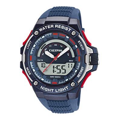 Calypso Digitale Analog Herrenuhr Kautschuk Blau Quarz, 10 ATM, Datum, Stoppuhr, Dualzeit, Licht, Alarm, 12/24 Std K5768/3 Flash Time Calypso Digitale Analog Herrenuhr Kautschuk Blau Quarz, 10 ATM, Datum, Stoppuhr, Dualzeit, Licht, Alarm, 12/24 Std K5768/3 Flash Time