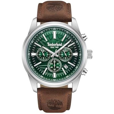 Timberland Northbridge Multifunktions-Herrenuhr Silbernes Gehäuse, Grünes Zifferblatt, Braunes Lederarmband, 45mm, TDWGF0041206 Timberland Northbridge Multifunktions-Herrenuhr Silbernes Gehäuse, Grünes Zifferblatt, Braunes Lederarmband, 45mm, TDWGF0041206