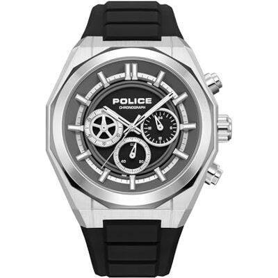 Police Steward Herrenuhr 52 mm Edelstahl Quarz Silikon 5 ATM Police Steward Herrenuhr 52 mm Edelstahl Quarz Silikon 5 ATM